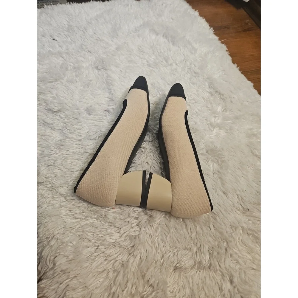 Vivaia Julie Round-Toe‎ Chunky Heels Beige Black Women's ARCH Pro  Size 8.5 - Picture 6 of 12